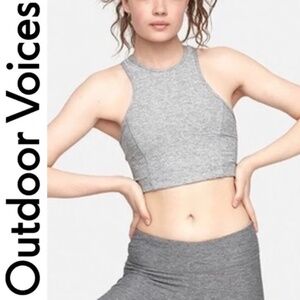 Outdoor Voices Athena Gray Racerback Crop Top – Size Small